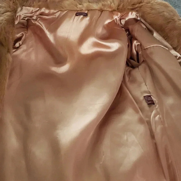 Mob Wife Fur Vintage Retro Cottage Boho Cropped Champagne Pockets Jacket Large - Picture 5 of 9